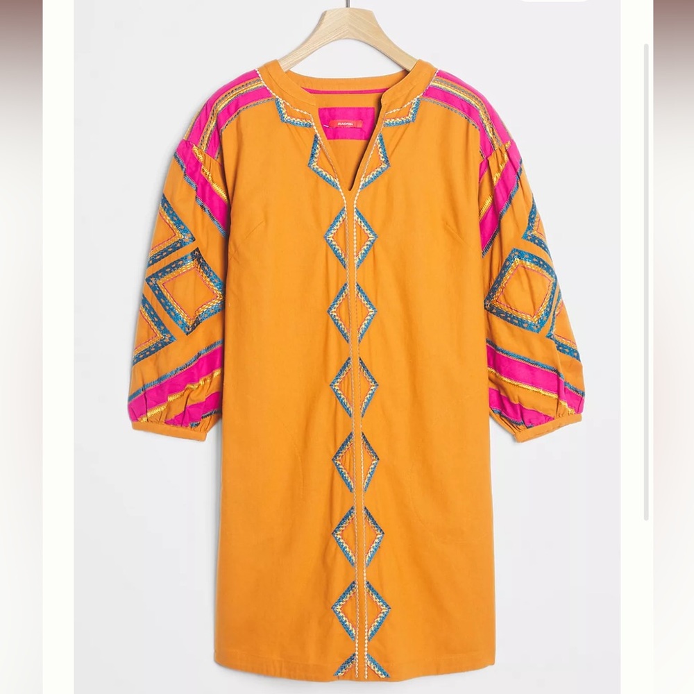 Anthropologie Stasiana Embroidered Tunic Dress L